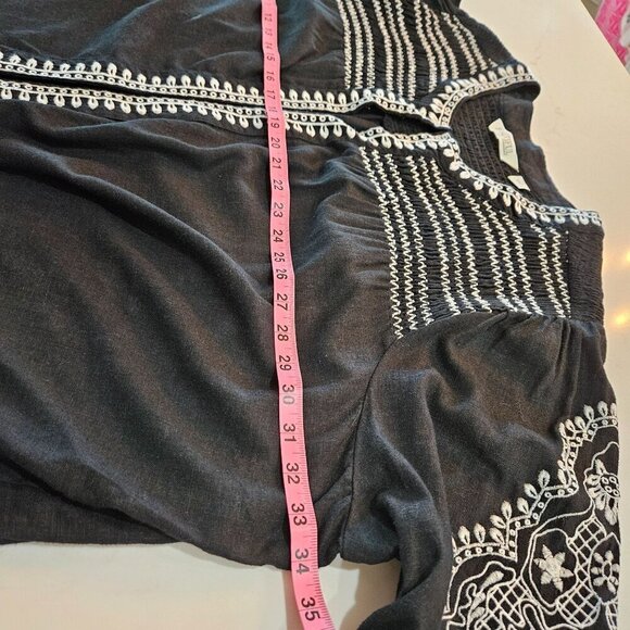 Beautiful By Lawrence Zarian 4X B & W Embroidered Boho Cardigan Jacket Linen - Picture 7 of 12